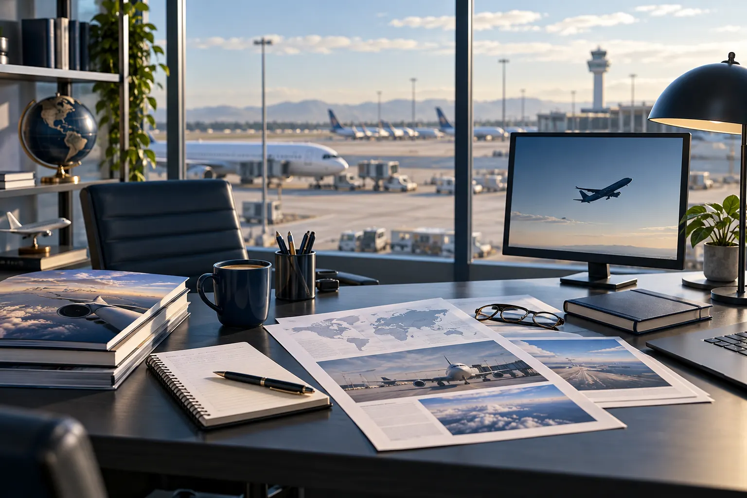 Source documents at an aviation editorial desk